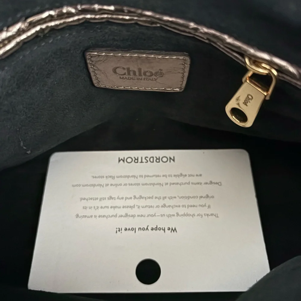 Chloe Small Marcie Metallic Bronze/Gold Crossbody Satchel, NEW - Picture 11 of 17